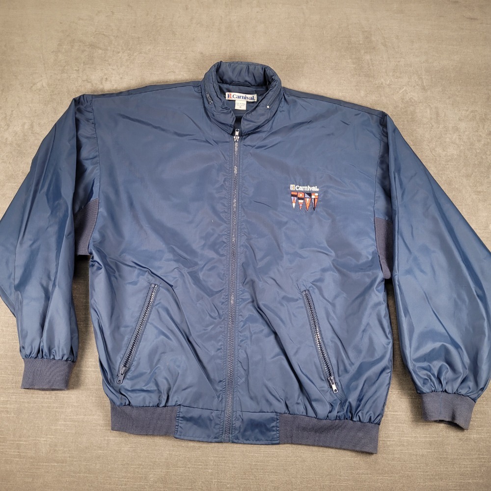 Carnival Full Zip Windbreaker Jacket Lightweight Blue Coat Mens Size Med